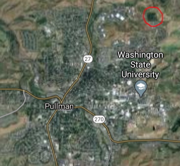 map of Pullman with dark square circled